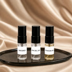SOVRAI Discovery Set II with Maturus, Aria del Lino and Pearline Air 2 mL extrait de parfum sample vials.