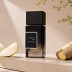 SOVRAI Pearline Air 50 mL extrait de parfum bottle with pear and ginger on a warm neutral studio background.
